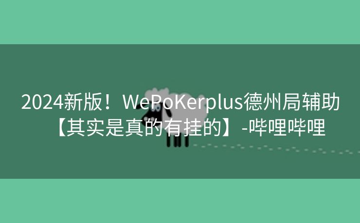 2024新版！WePoKerplus德州局辅助【其实是真的有挂的】-哔哩哔哩