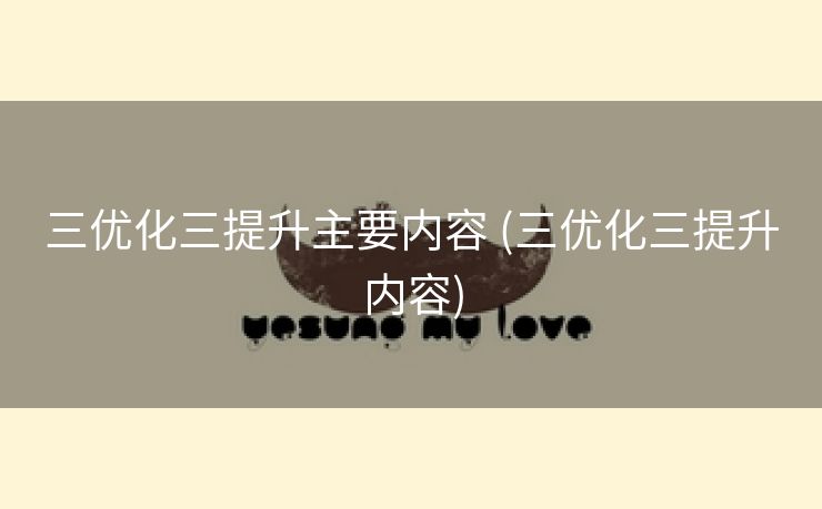 三优化三提升主要内容 (三优化三提升内容)
