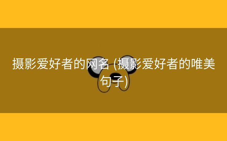 摄影爱好者的网名 (摄影爱好者的唯美句子)