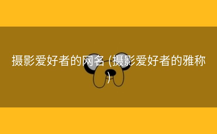 摄影爱好者的网名 (摄影爱好者的雅称)