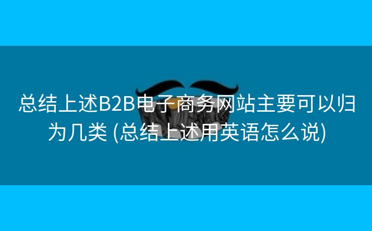 总结上述B2B电子商务网站主要可以归为几类 (总结上述用英语怎么说)