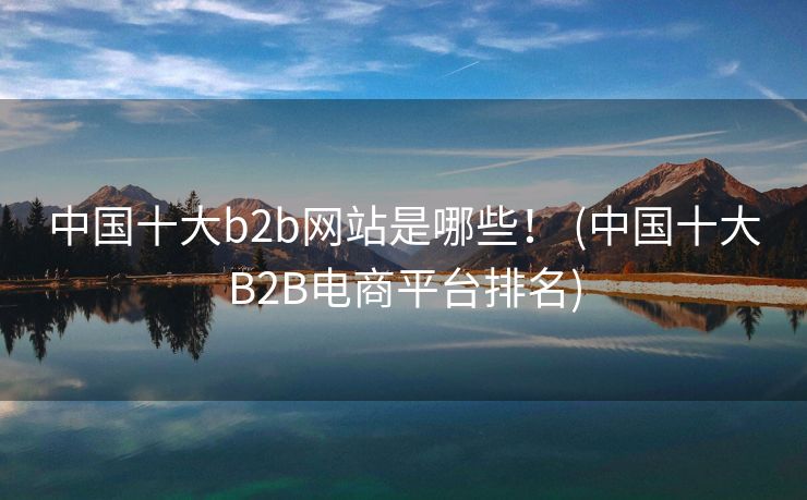 中国十大b2b网站是哪些！ (中国十大B2B电商平台排名)