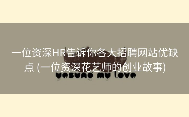 一位资深HR告诉你各大招聘网站优缺点 (一位资深花艺师的创业故事)