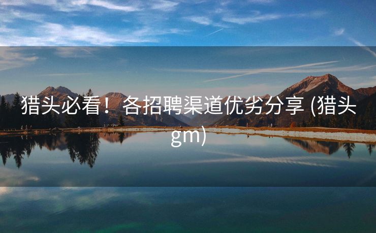 猎头必看！各招聘渠道优劣分享 (猎头gm)