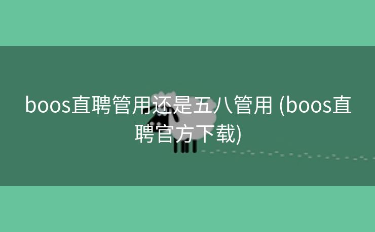 boos直聘管用还是五八管用 (boos直聘官方下载)
