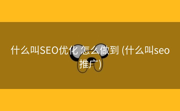什么叫SEO优化 怎么做到 (什么叫seo推广)