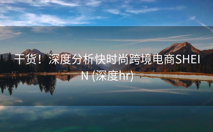 干货！深度分析快时尚跨境电商SHEIN (深度hr)