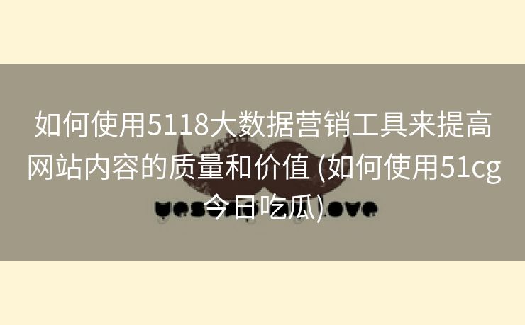 如何使用5118大数据营销工具来提高网站内容的质量和价值 (如何使用51cg今日吃瓜)