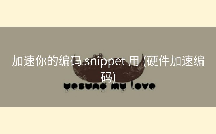 加速你的编码 snippet 用 (硬件加速编码)