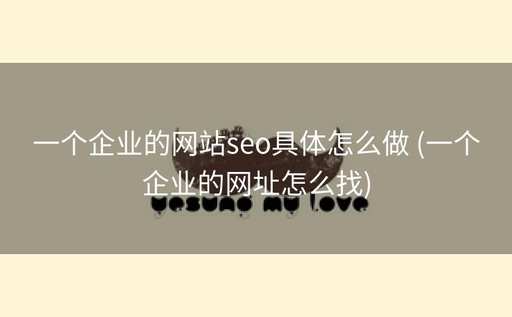 一个企业的网站seo具体怎么做 (一个企业的网址怎么找)