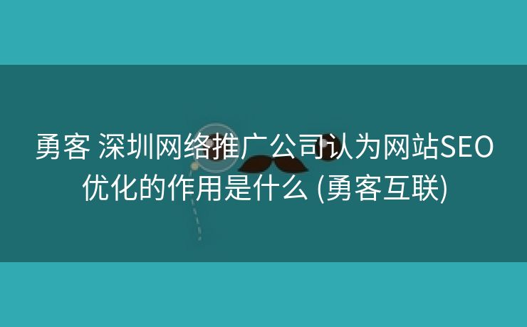 勇客 深圳网络推广公司认为网站SEO优化的作用是什么 (勇客互联)