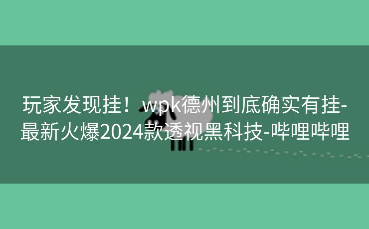 玩家发现挂！wpk德州到底确实有挂-最新火爆2024款透视黑科技-哔哩哔哩