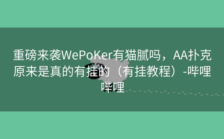 重磅来袭WePoKer有猫腻吗，AA扑克原来是真的有挂的（有挂教程）-哔哩哔哩
