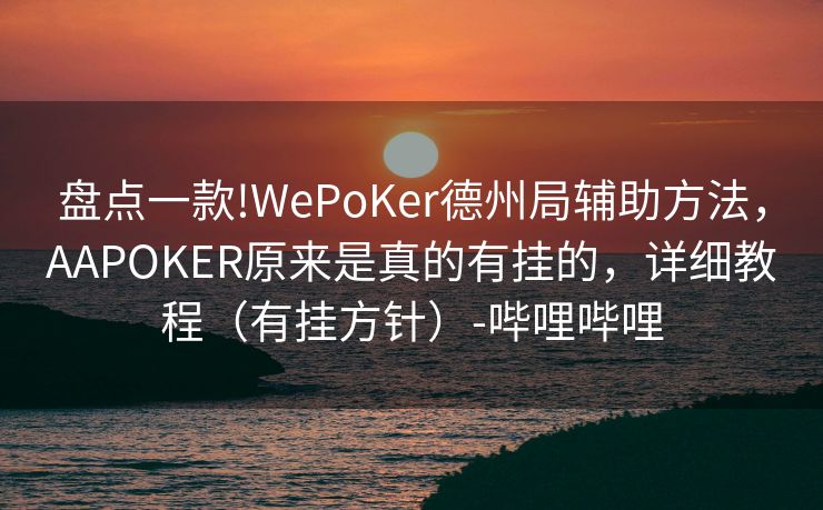 盘点一款!WePoKer德州局辅助方法，AAPOKER原来是真的有挂的，详细教程（有挂方针）-哔哩哔哩