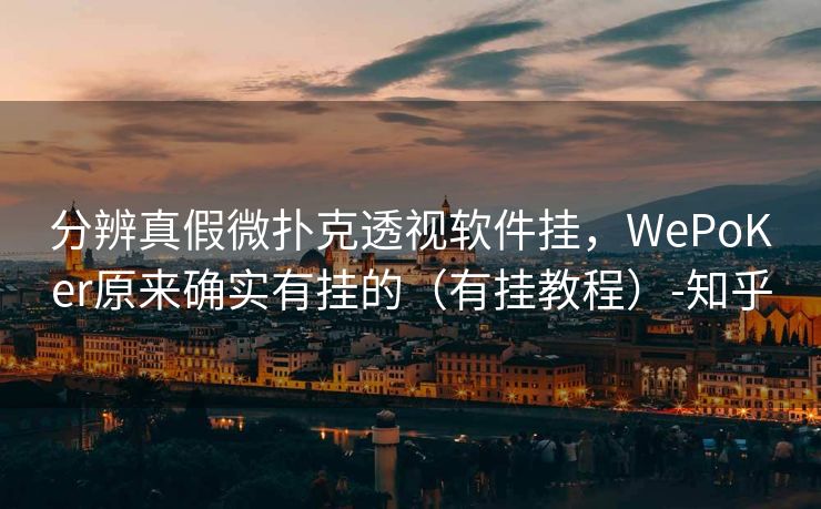 分辨真假微扑克透视软件挂，WePoKer原来确实有挂的（有挂教程）-知乎