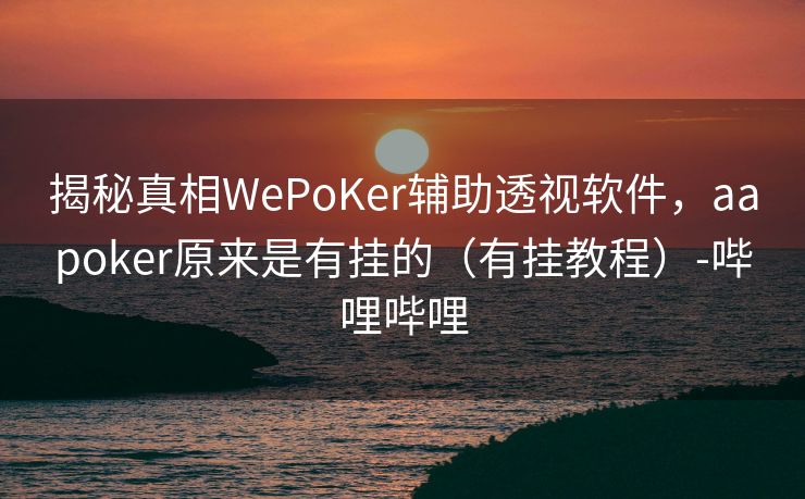 揭秘真相WePoKer辅助透视软件，aapoker原来是有挂的（有挂教程）-哔哩哔哩
