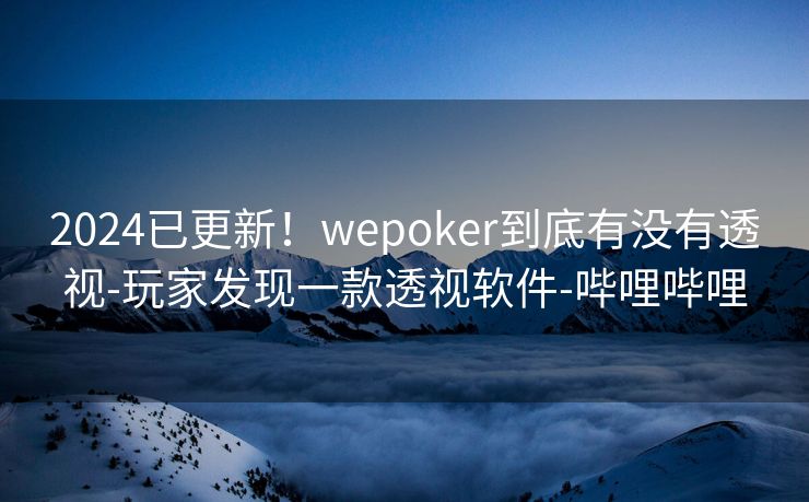 2024已更新！wepoker到底有没有透视-玩家发现一款透视软件-哔哩哔哩