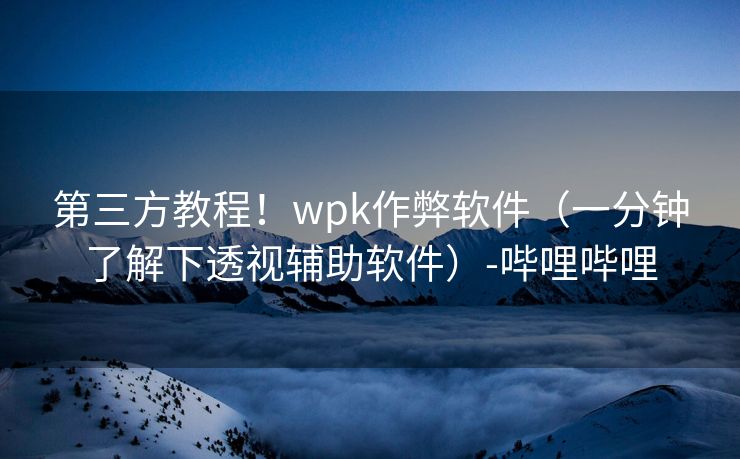 第三方教程！wpk作弊软件（一分钟了解下透视辅助软件）-哔哩哔哩
