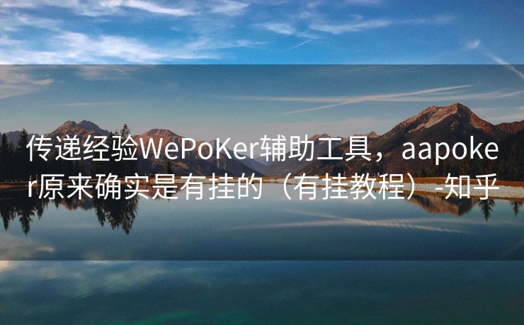 传递经验WePoKer辅助工具，aapoker原来确实是有挂的（有挂教程）-知乎