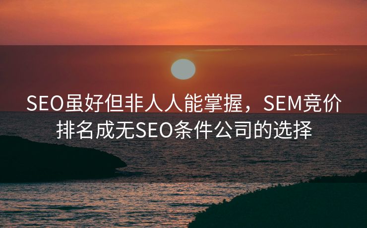 SEO虽好但非人人能掌握，SEM竞价排名成无SEO条件公司的选择