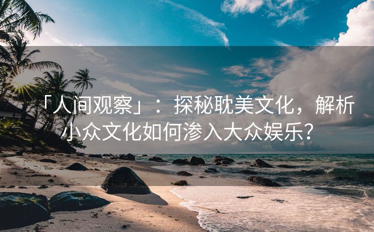 「人间观察」：探秘耽美文化，解析小众文化如何渗入大众娱乐？