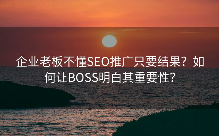 企业老板不懂SEO推广只要结果？如何让BOSS明白其重要性？