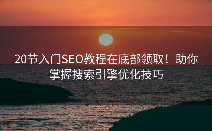 20节入门SEO教程在底部领取！助你掌握搜索引擎优化技巧