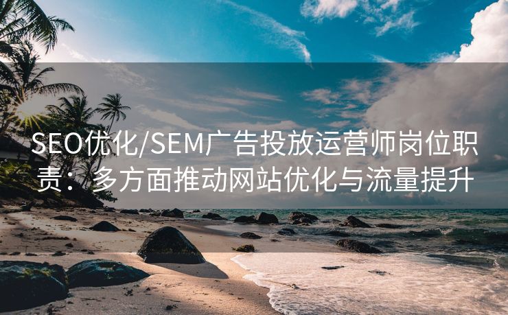 SEO优化/SEM广告投放运营师岗位职责：多方面推动网站优化与流量提升
